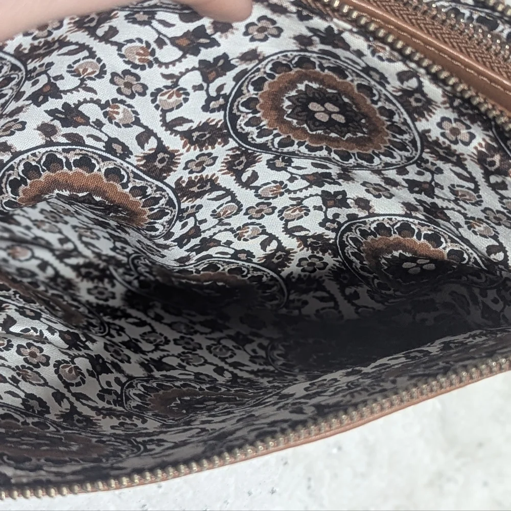 Vera Bradley Quilted Brown Leather Shoulder Bag - Picture 10 of 14